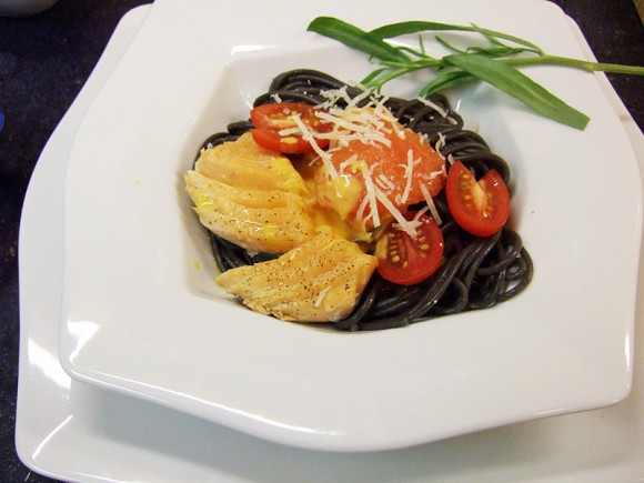 Schwarze Nudeln à la Thermidor