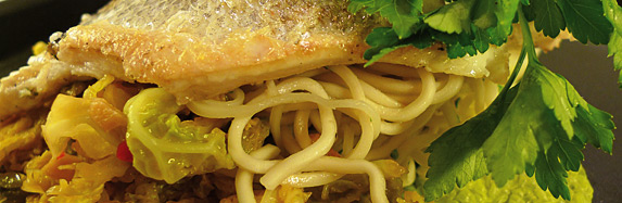 Wirsing süß-sauer mit Loup de Mer