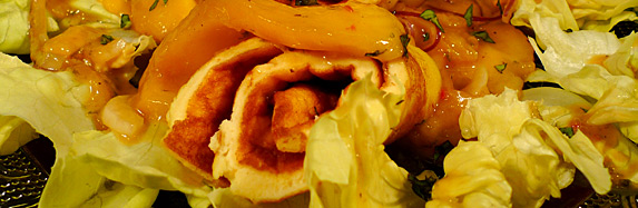 Mangosalat mit Asia-Omelett