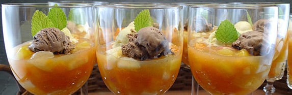 Gelbe Grütze mit Schokoeis