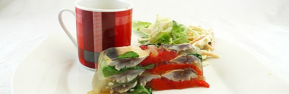 Sardinen-Terrine mit Ziegenkäse-Cappucino