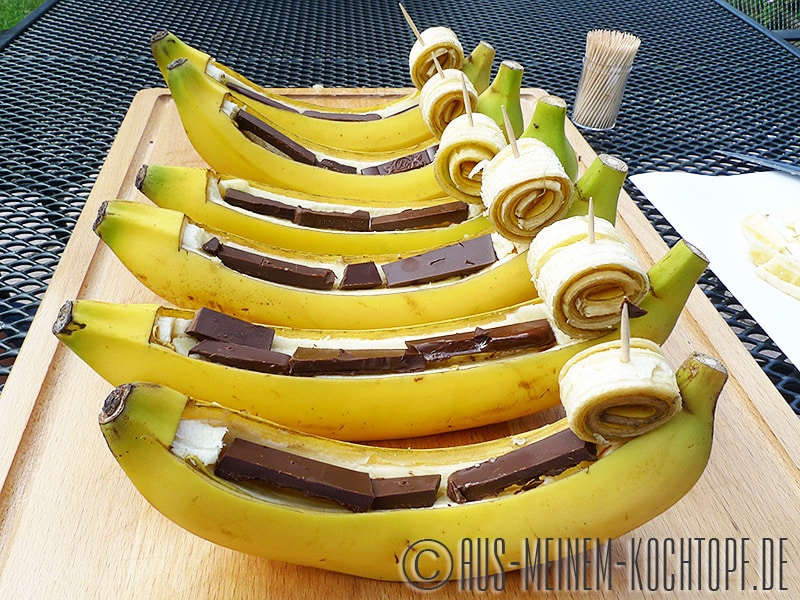Schokobananen vom Grill - Jetzt kommen die Bananengondeln in den Grill