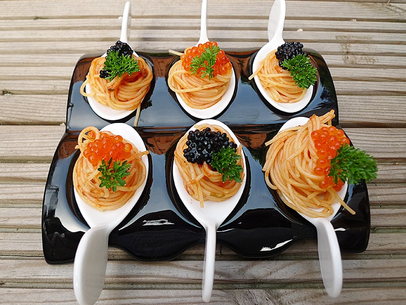 Spaghetti und veganer Kaviar