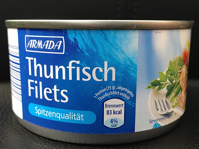 Thunfisch Filets in der Dose. Gefangen im Pazifik