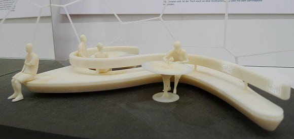 In 3D ausgedrucktes Modell der Sitzgelegenheit im Zukunftsrestaurant von Michael Troka