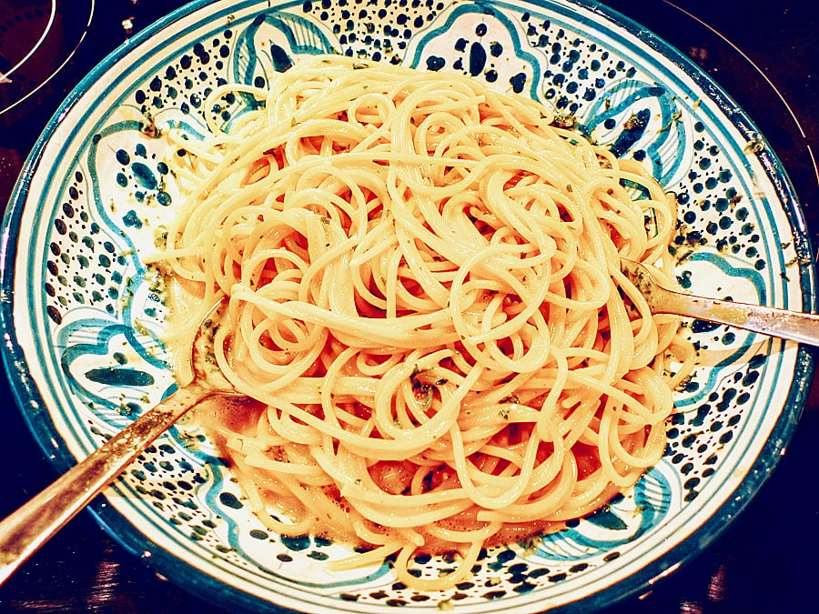 Gefüllte Spaghetti-Frittata
