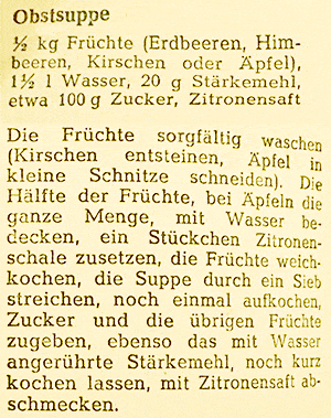 Obstsuppe aus dem Hausbuch der deutschen Familie (1953)